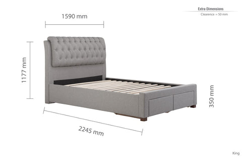 Valentino 2 Drawer Bed